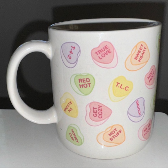 Vintage 1980s Hallmark Conversation Hearts Candy Coffee Mug - Picture 1 of 5